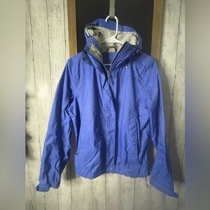 LL Bean Rain Jacket Women S Softshell Full Zip Hooded Blue Lined Trail
